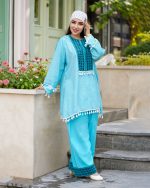 تونیک شلوار سوزندوزی آسمان - Image 2