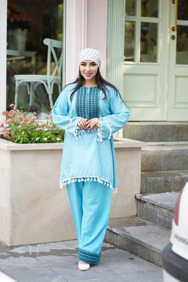 تونیک شلوار سوزندوزی آسمان - Image 3