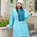 تونیک شلوار سوزندوزی آسمان