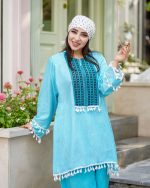 تونیک شلوار سوزندوزی آسمان