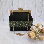 کیف سوزندوزی دستدوز دهانه چوبی